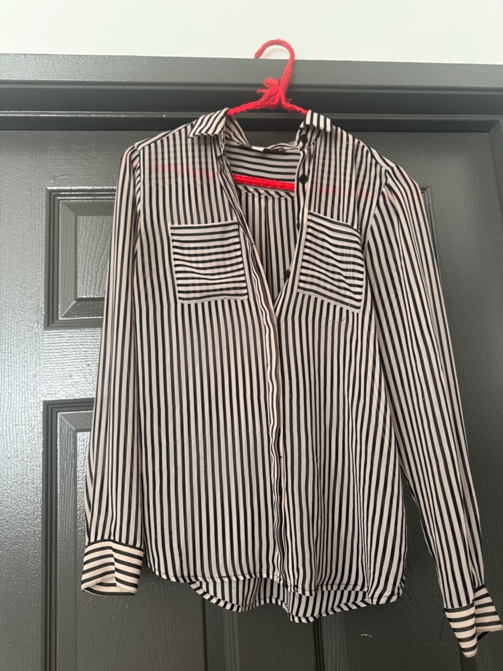 LOFT Petites Black and White Striped Top